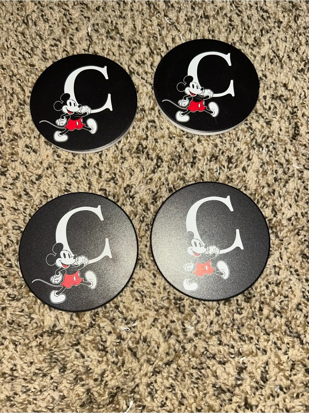 Disney Black and White Mickey Mouse Coaster Set with Red Accents